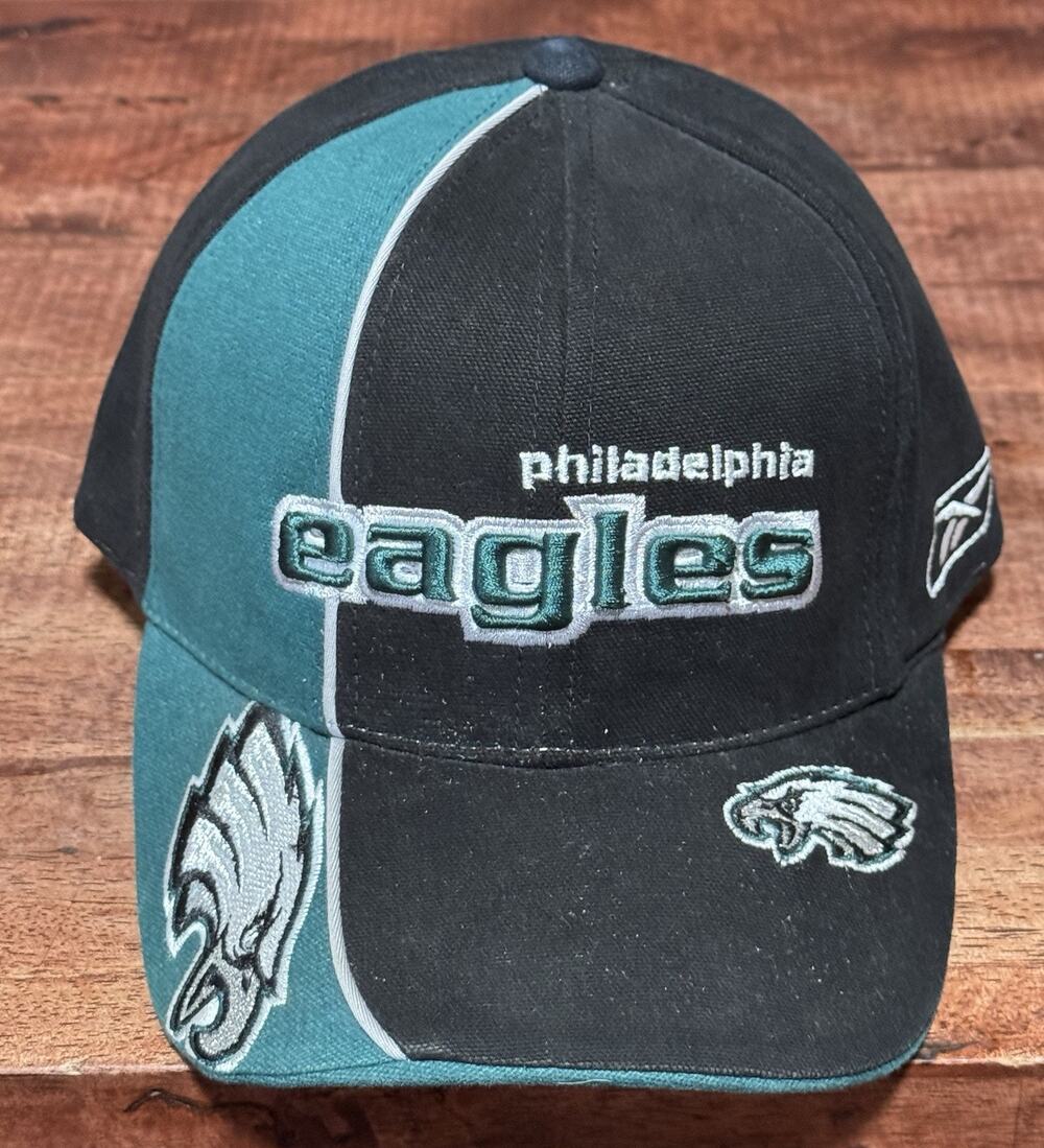 NFL Pro Line Philadelphia Eagles Reebok Hat Cap, Black, Green & Silver, One Size